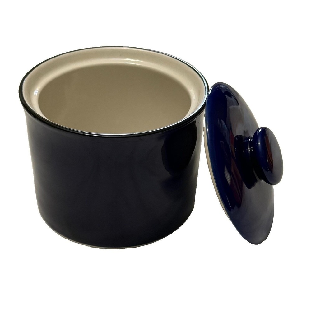Gibson Sensations II Cobalt Blue Stoneware Canister Jar w Lid Kitchen Storage - Picture 4 of 10